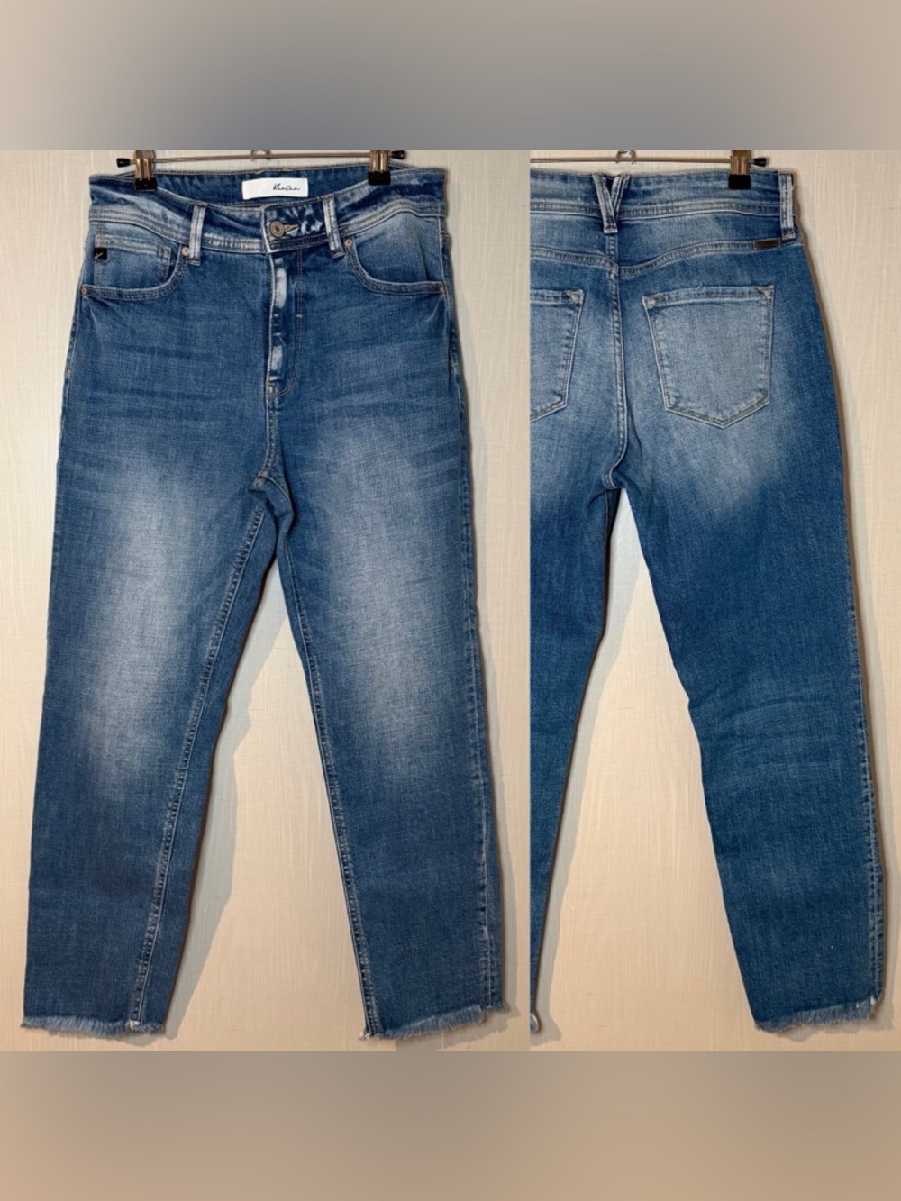 Kancan High Rise Straight Leg Raw Hem Cropped Jeans 27